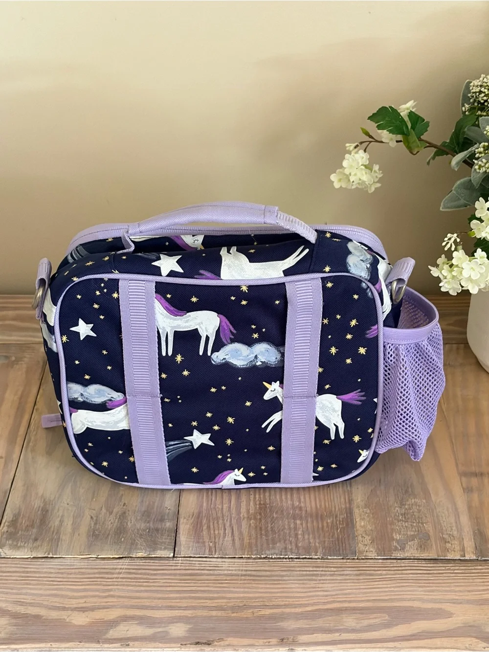 Pottery Barn Kids Navy & Purple Unicorn Lunch Bag 💜🦄